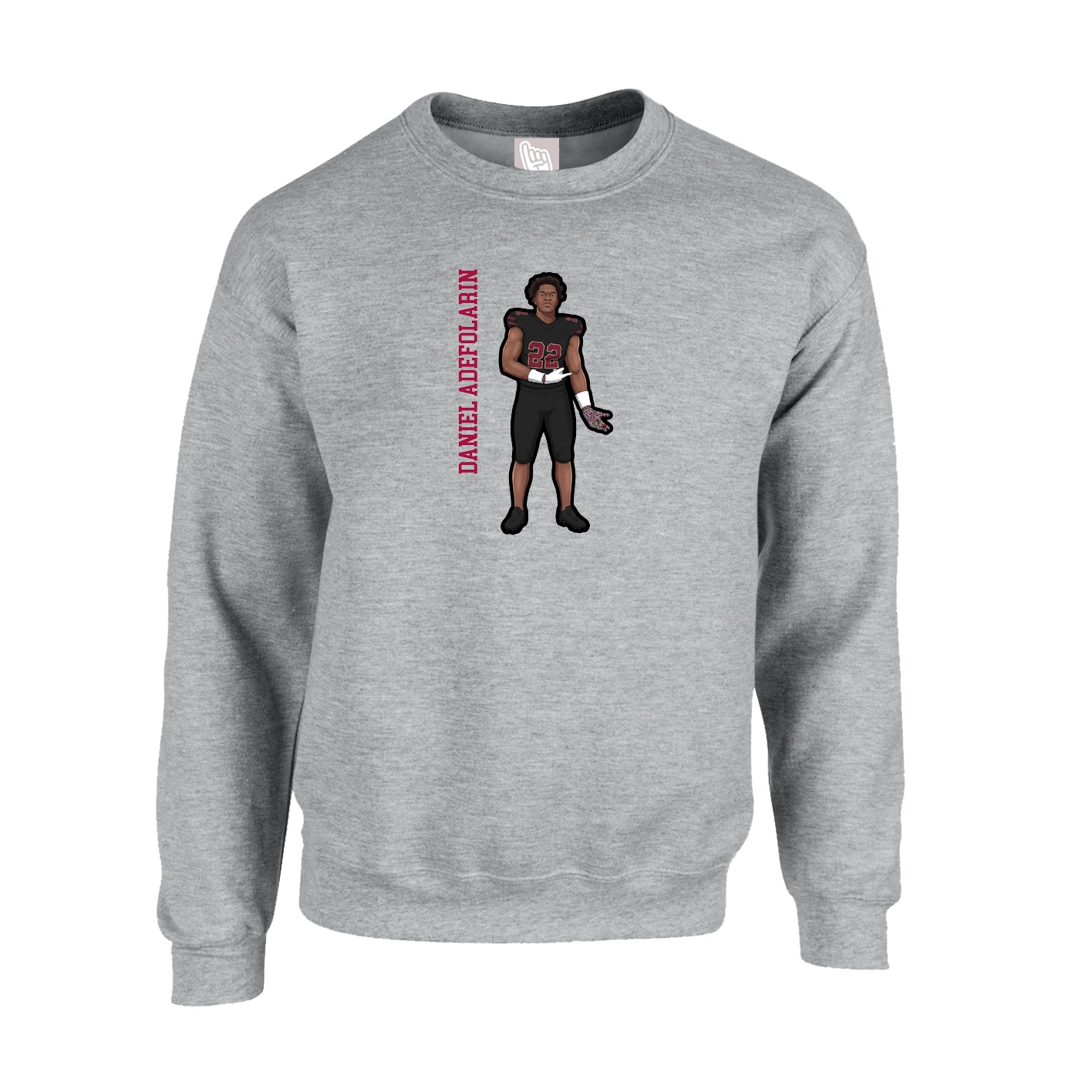Fleece Crew — Name Vertical in Grey