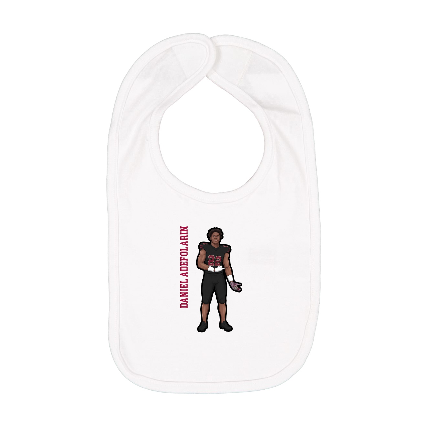 Infant Bib — Name Vertical in White