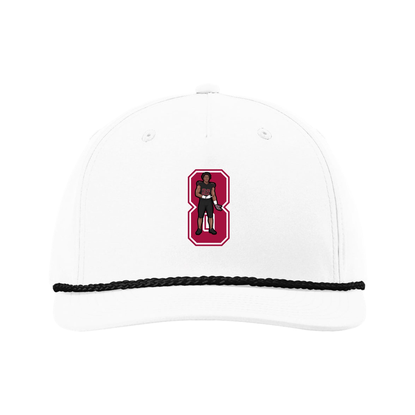 Five-Panel Classic Rope Cap — Number in White