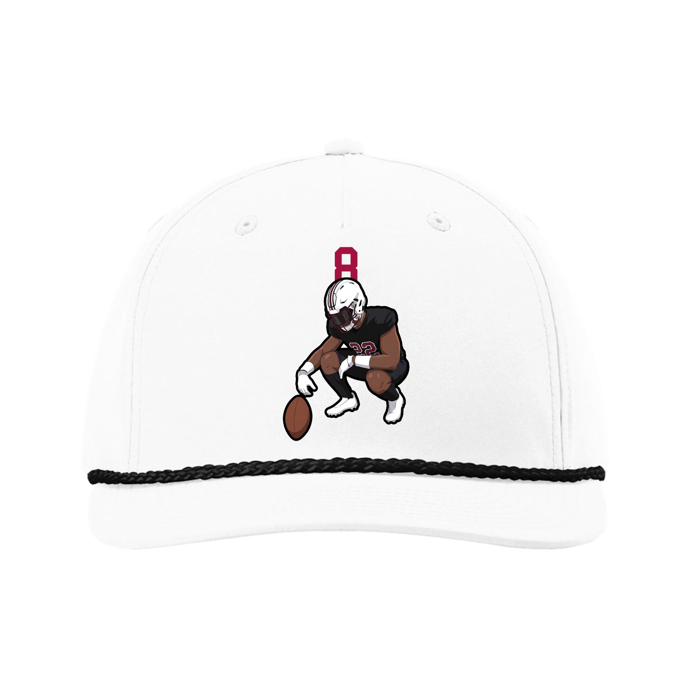 Five-Panel Classic Rope Cap — Number Top in White