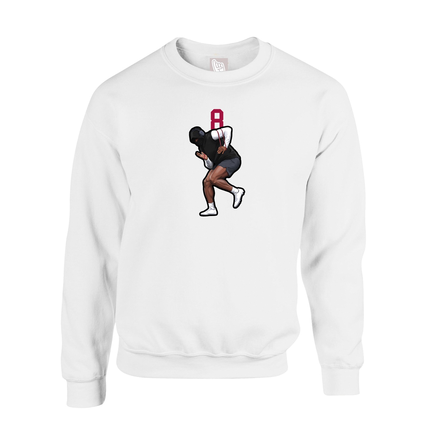 Fleece Crew — Number Top in White