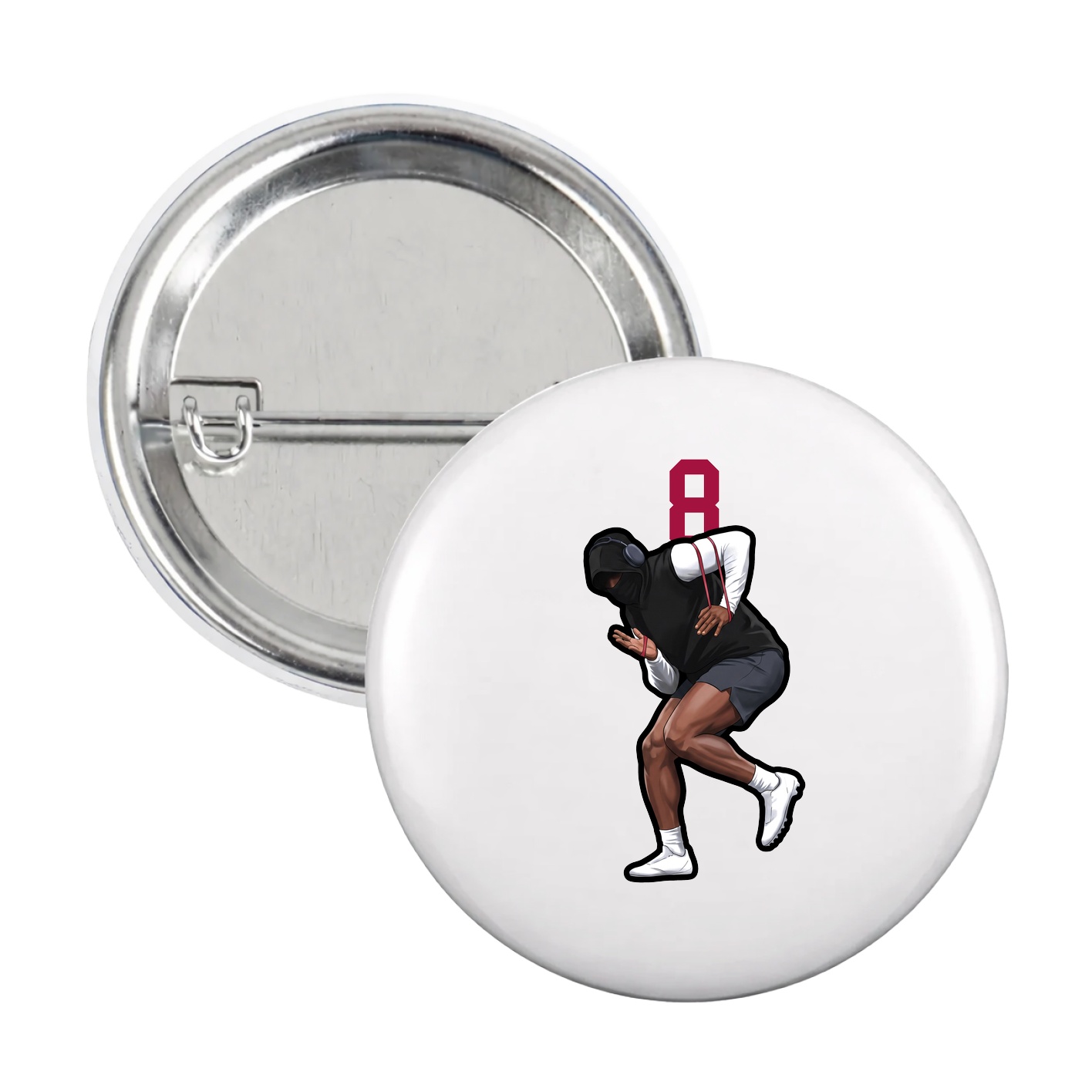 Game Day Button — Number Top in White