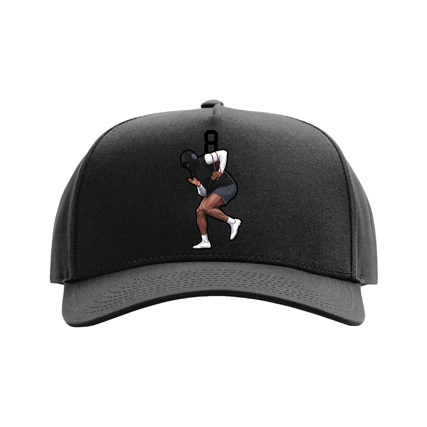 Full Fabric Five-Panel Champ Cap — Number Top in Black