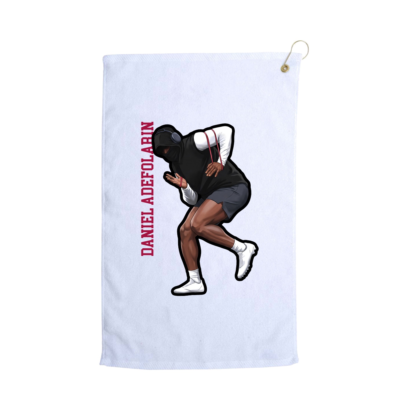 Golf Towel — Name Vertical in White