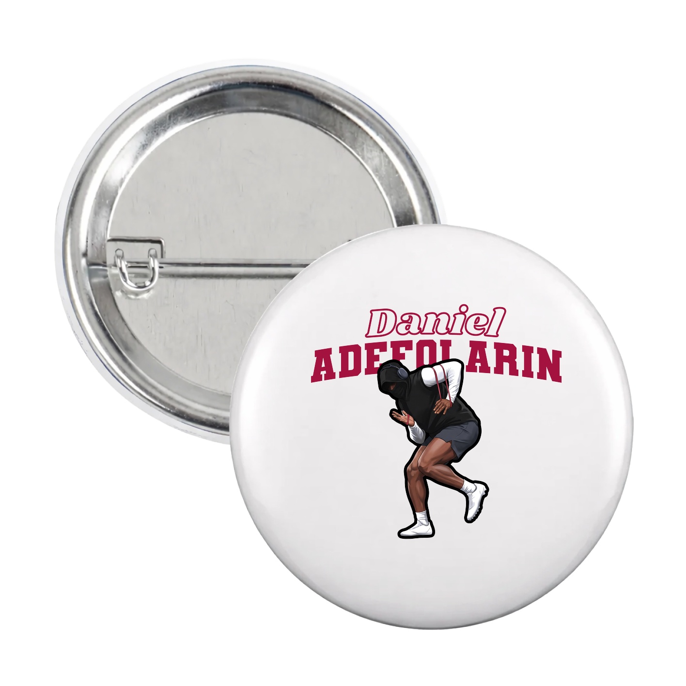 Game Day Button — Name Arch in White