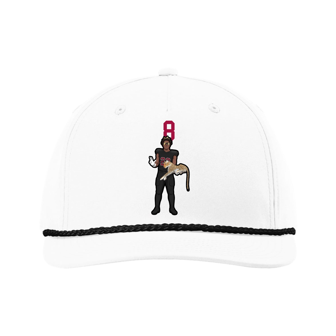 Five-Panel Classic Rope Cap — Number Top in White