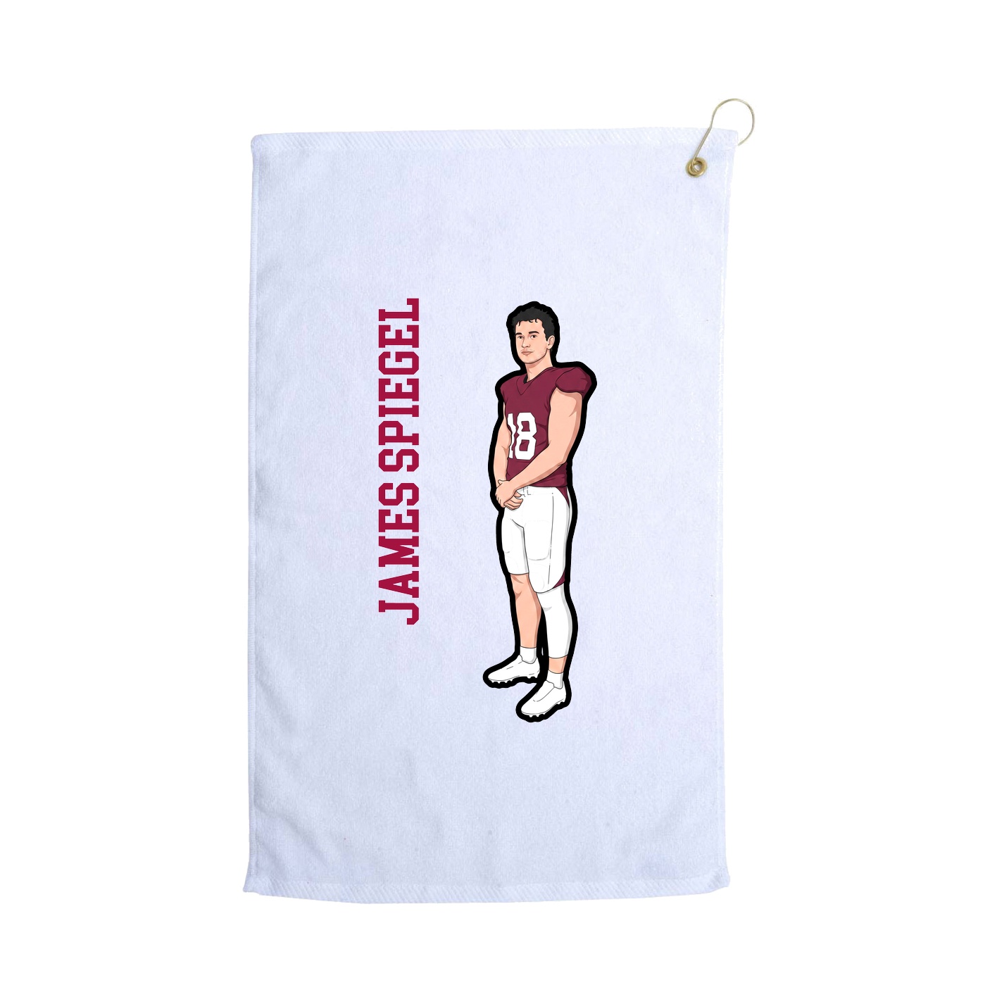 Golf Towel — Name Vertical in White
