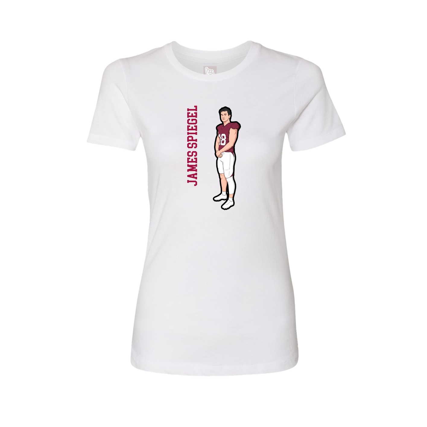 Fitted Women's Tee — Name Vertical in White