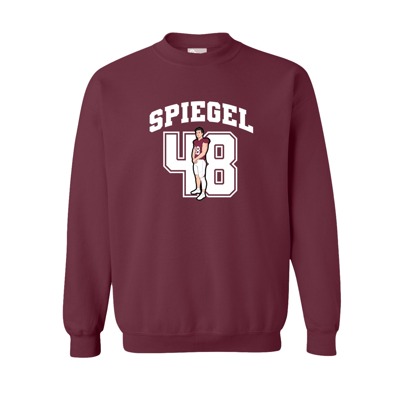 Fleece Crew — Number in Maroon