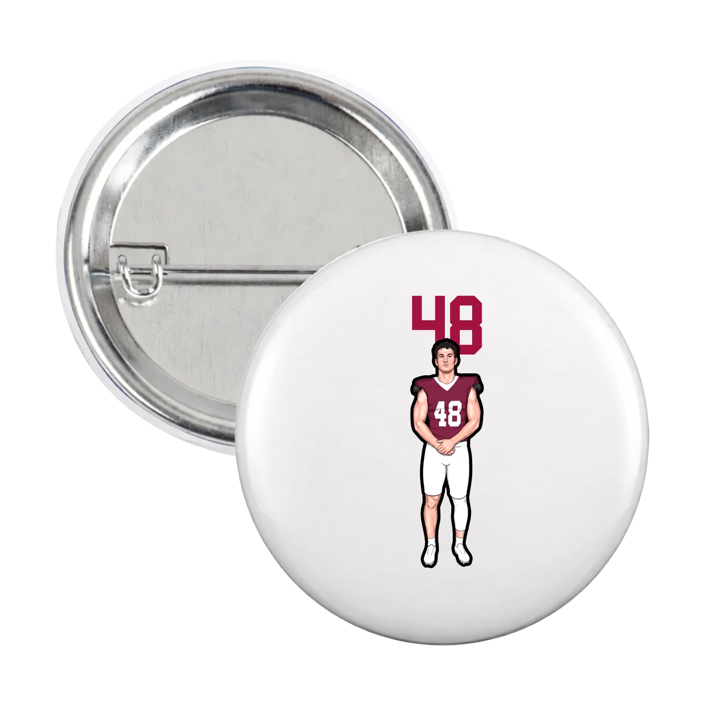 Game Day Button — Number Top in White