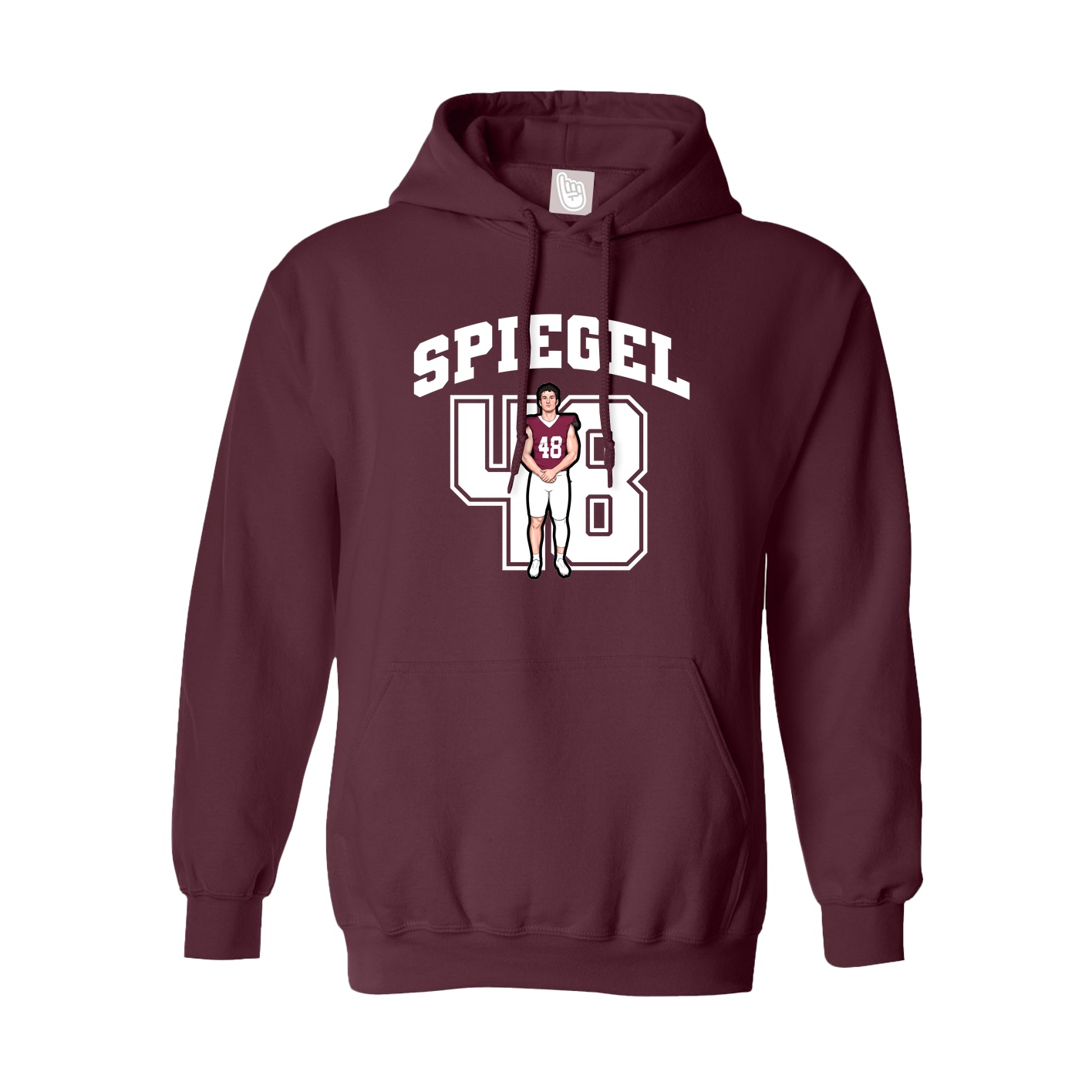 Youth Hoodie — Number in Maroon