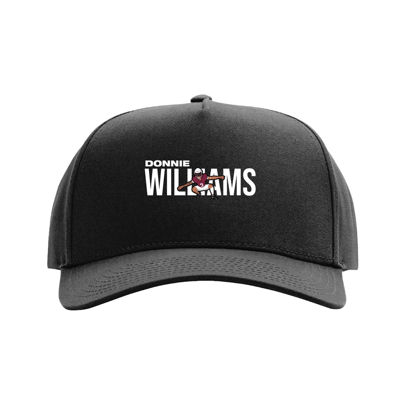 Full Fabric Five-Panel Champ Cap — Player Name in Black