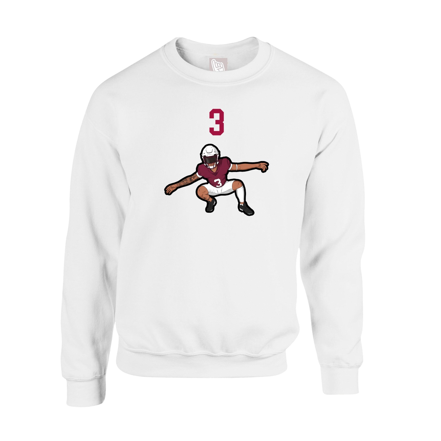 Fleece Crew — Number Top in White