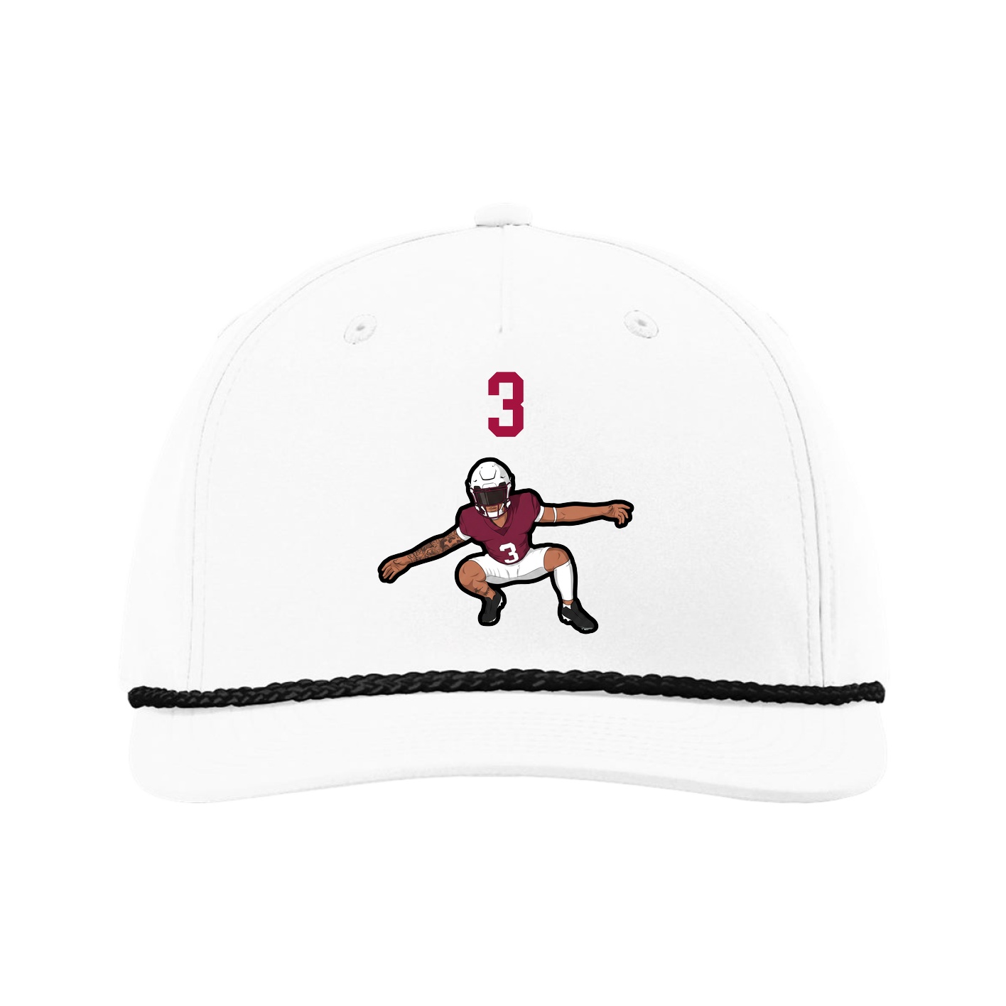 Five-Panel Classic Rope Cap — Number Top in White