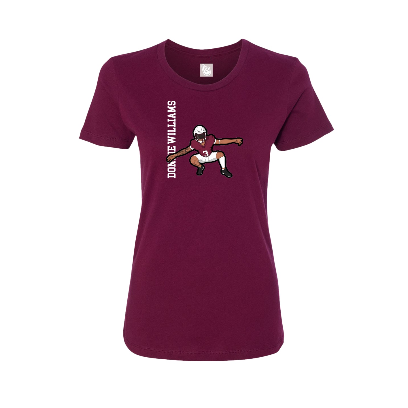 Fitted Women's Tee — Name Vertical in Maroon