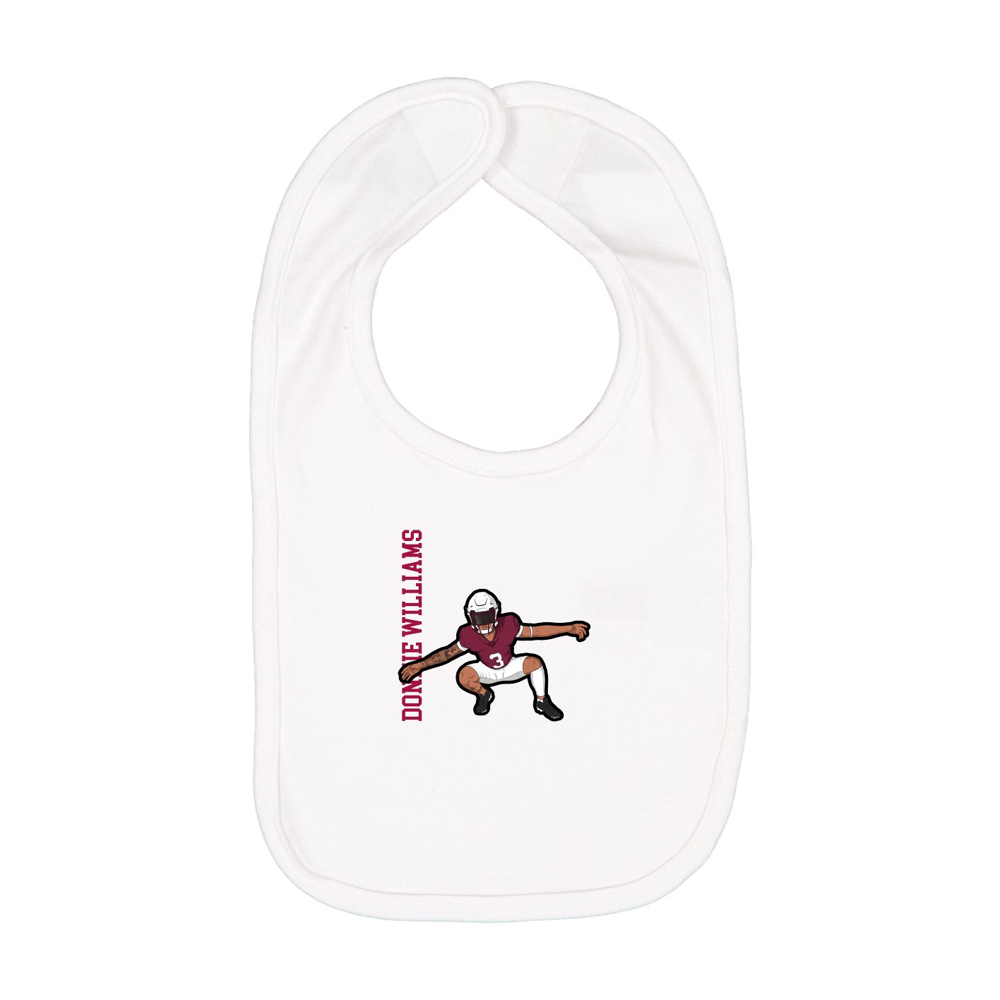 Infant Bib — Name Vertical in White