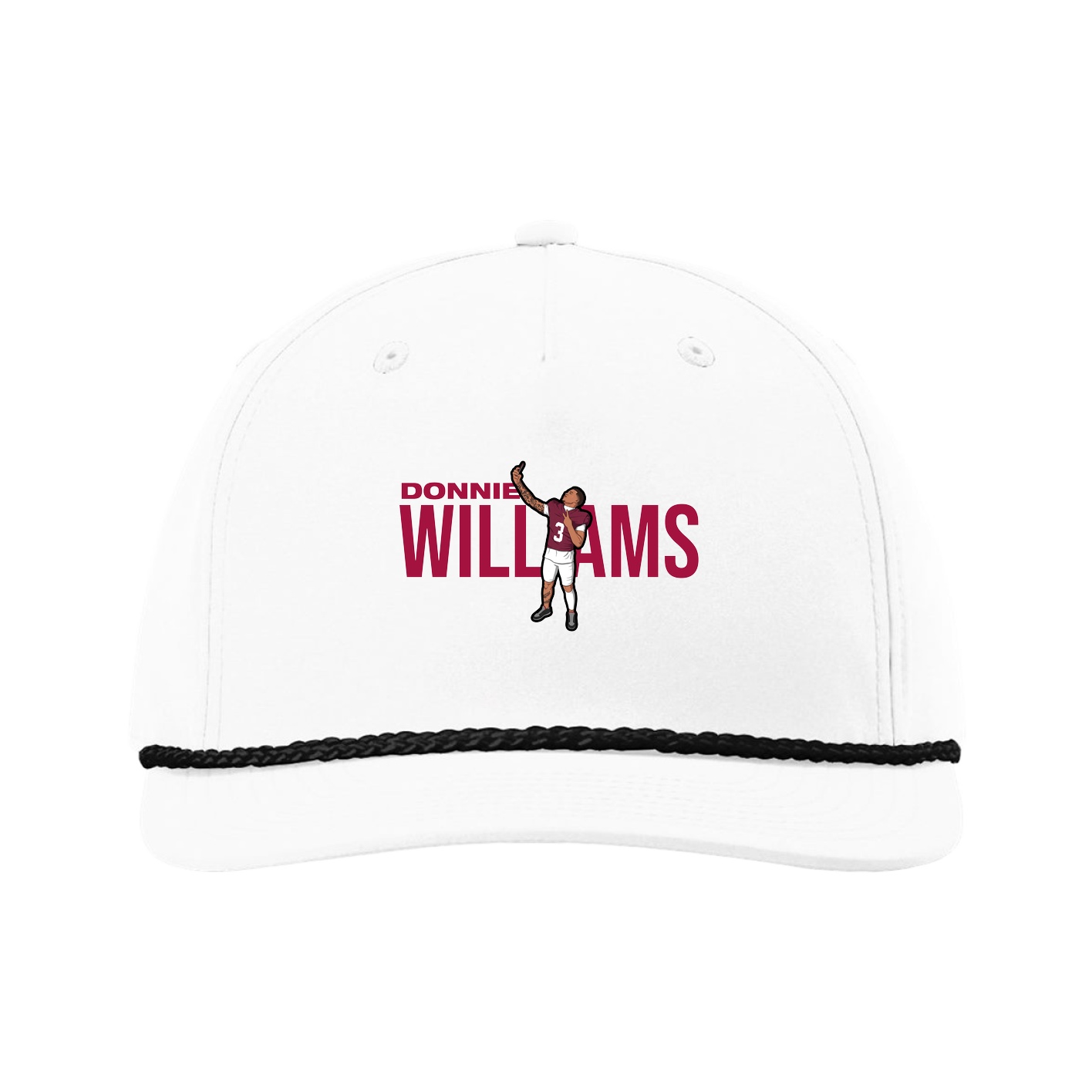 Five-Panel Classic Rope Cap — Player Name in White