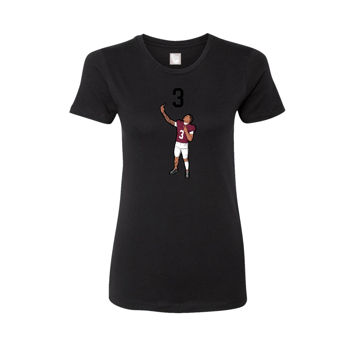 Fitted Women's Tee — Number Top in Black
