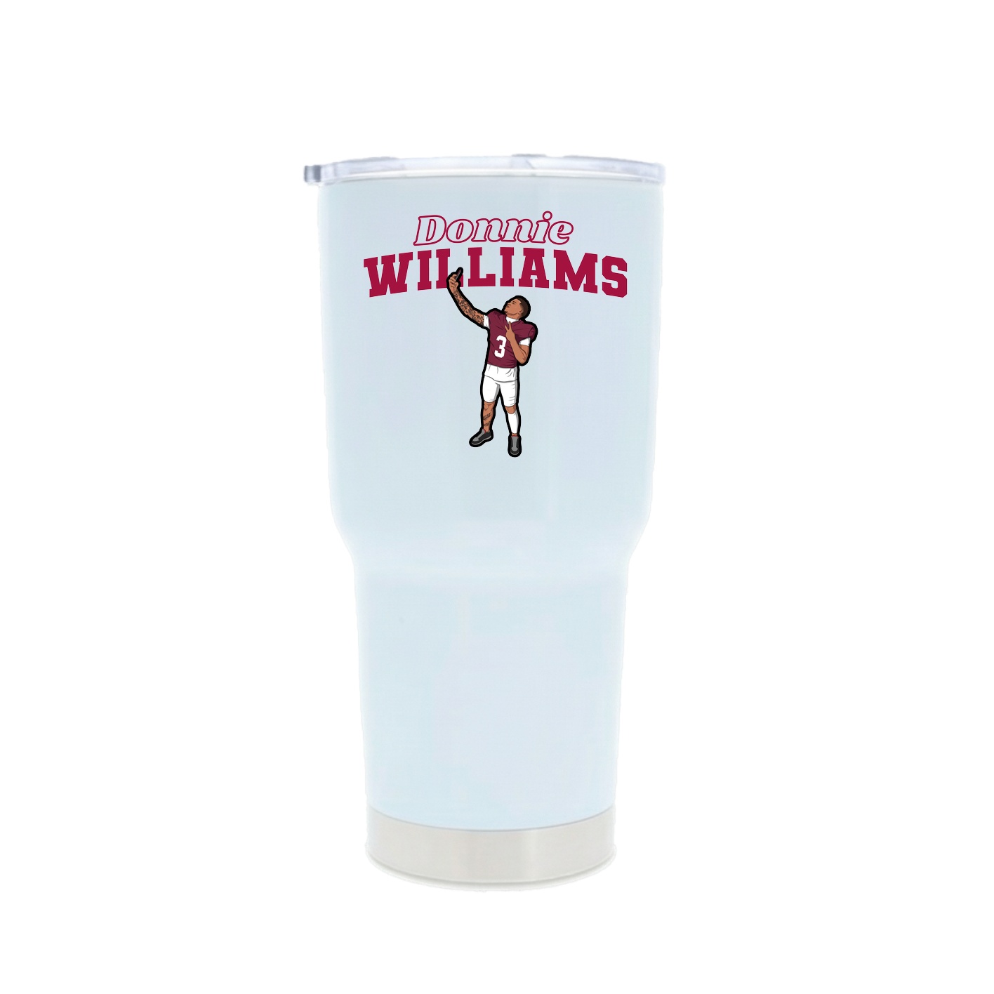 30oz Stainless Steel Tumbler — Name Arch in White