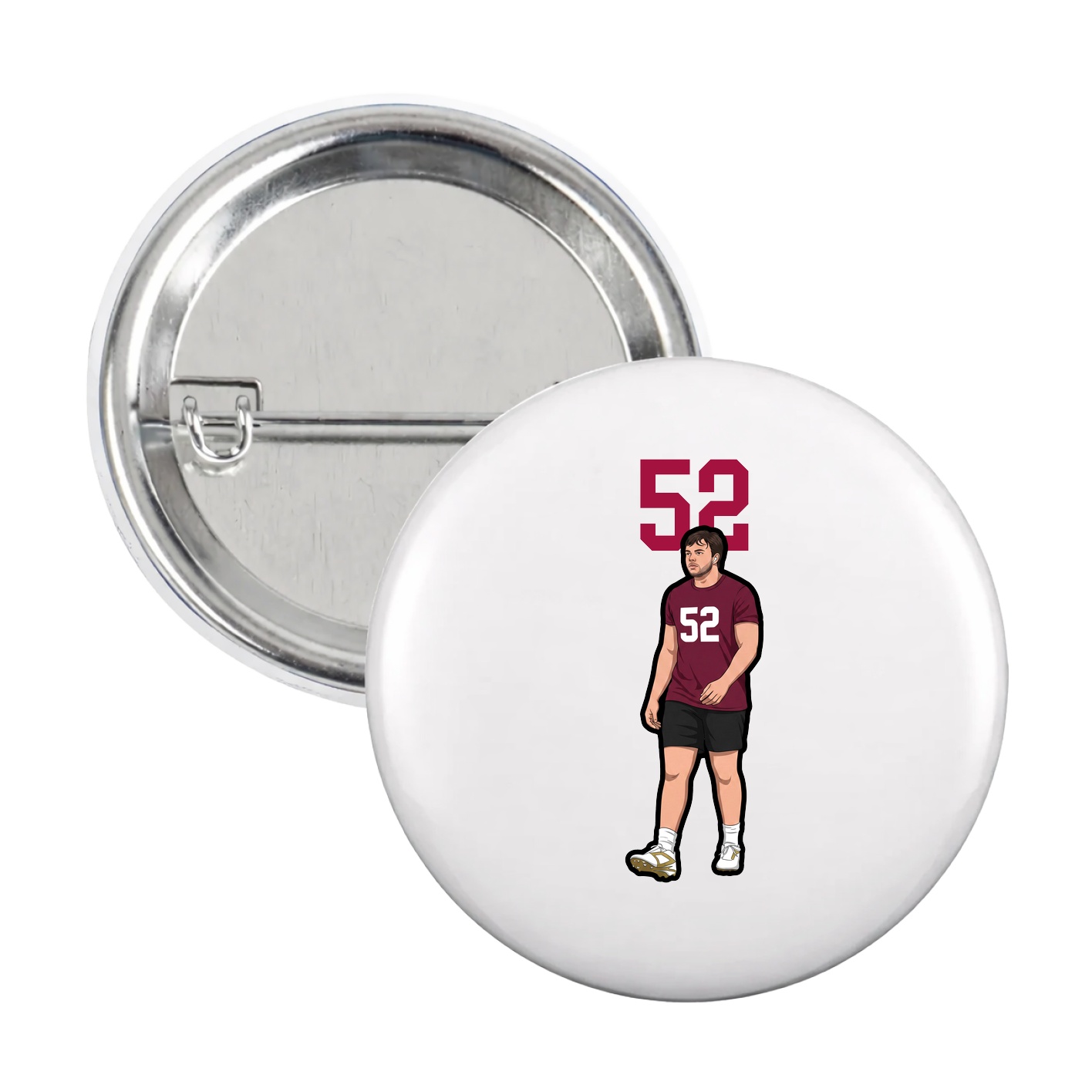 Game Day Button — Number Top in White