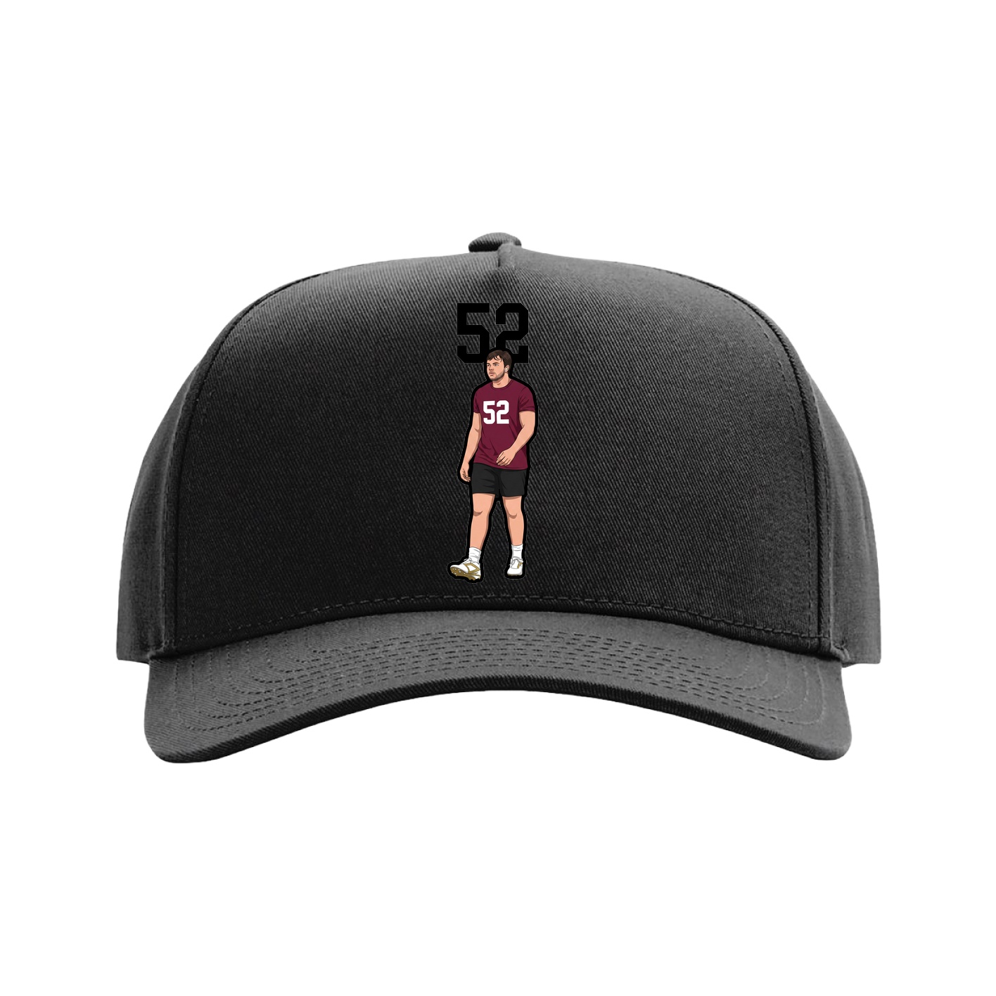Full Fabric Five-Panel Champ Cap — Number Top in Black
