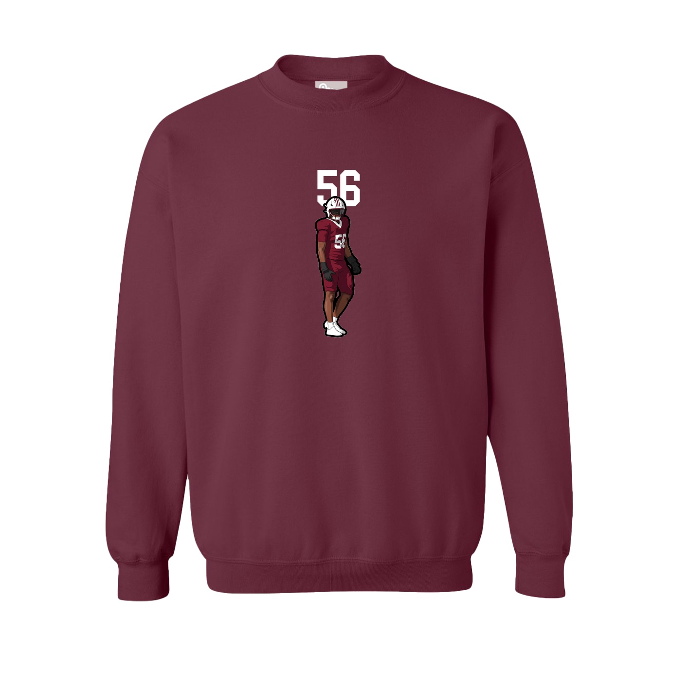 Fleece Crew — Number Top in Maroon