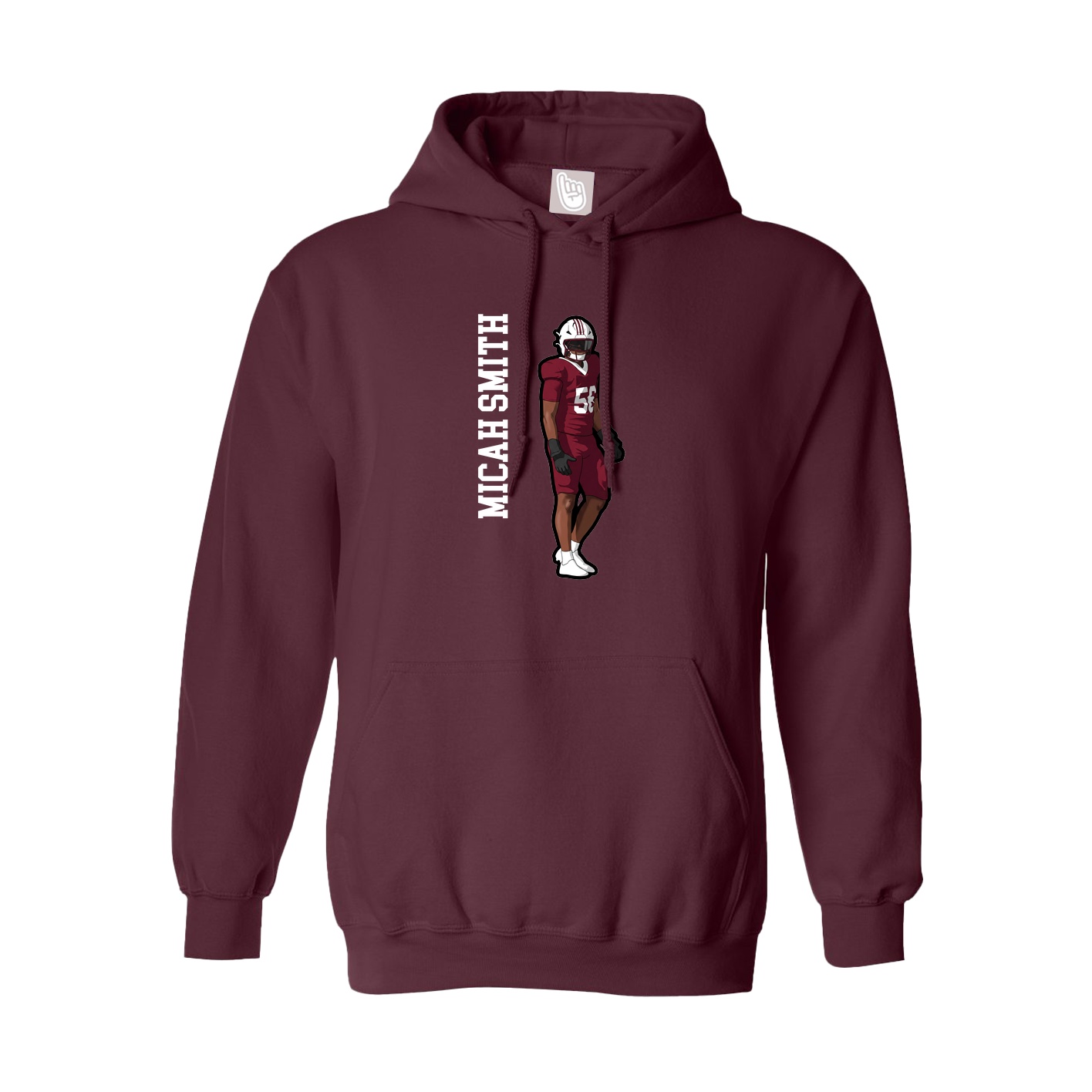 Hoodie — Name Vertical in Maroon