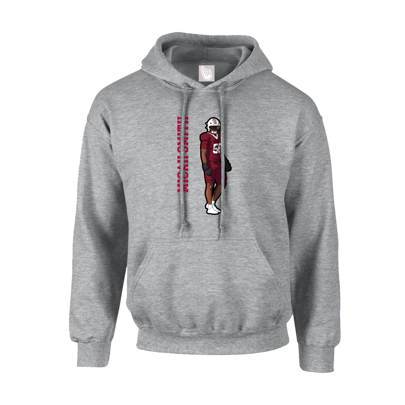 Youth Hoodie — Name Vertical in Grey