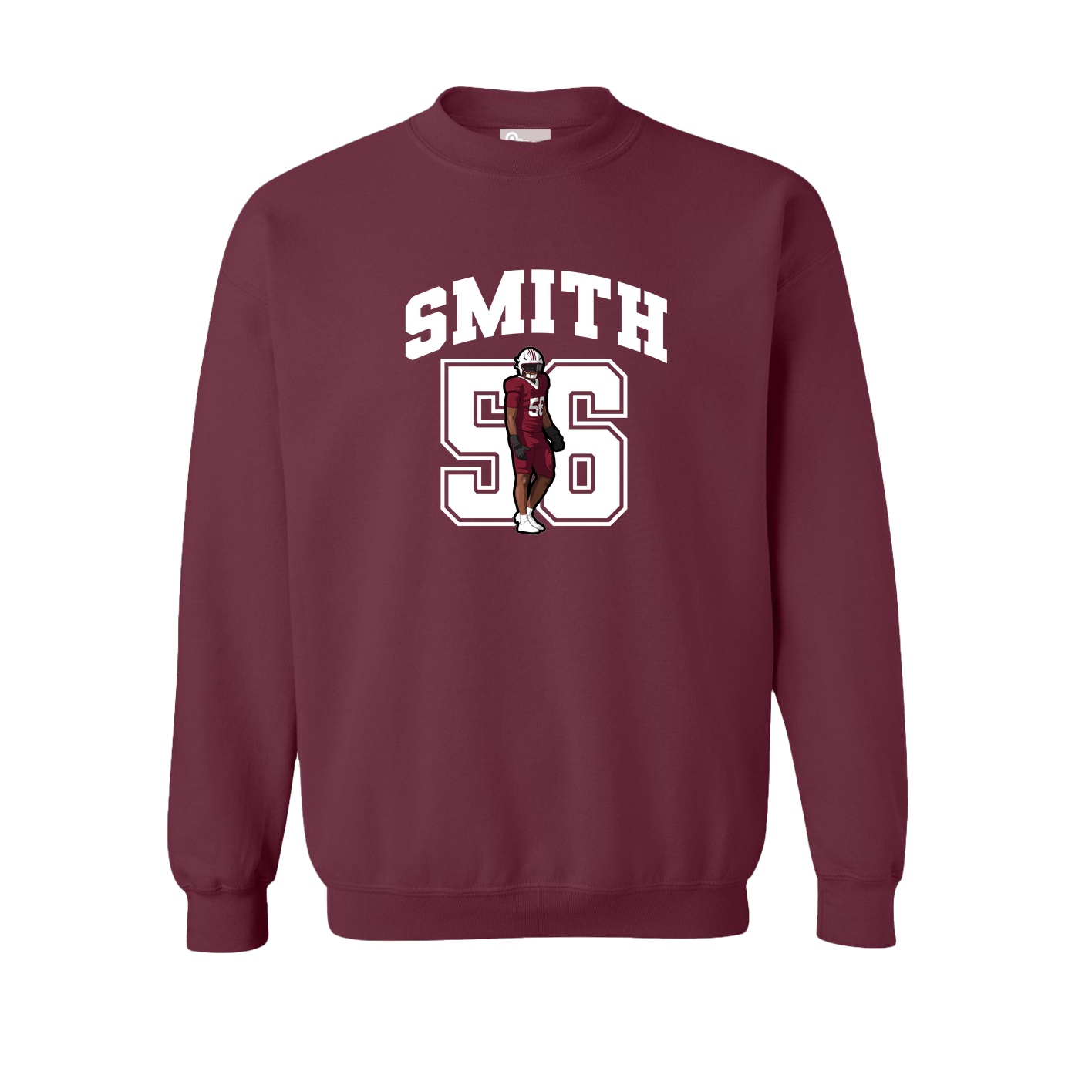 Fleece Crew — Number in Maroon