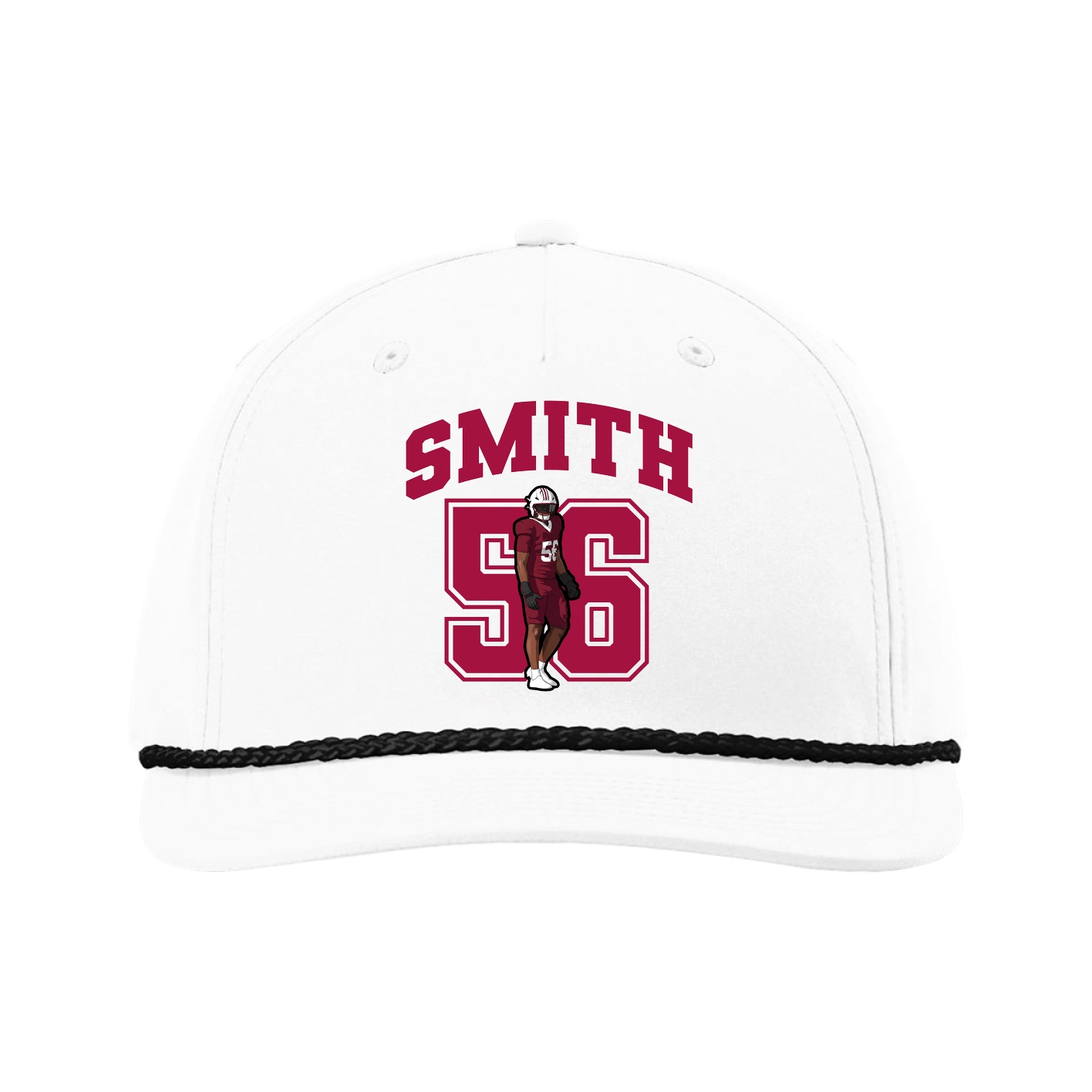 Five-Panel Classic Rope Cap — Number in White