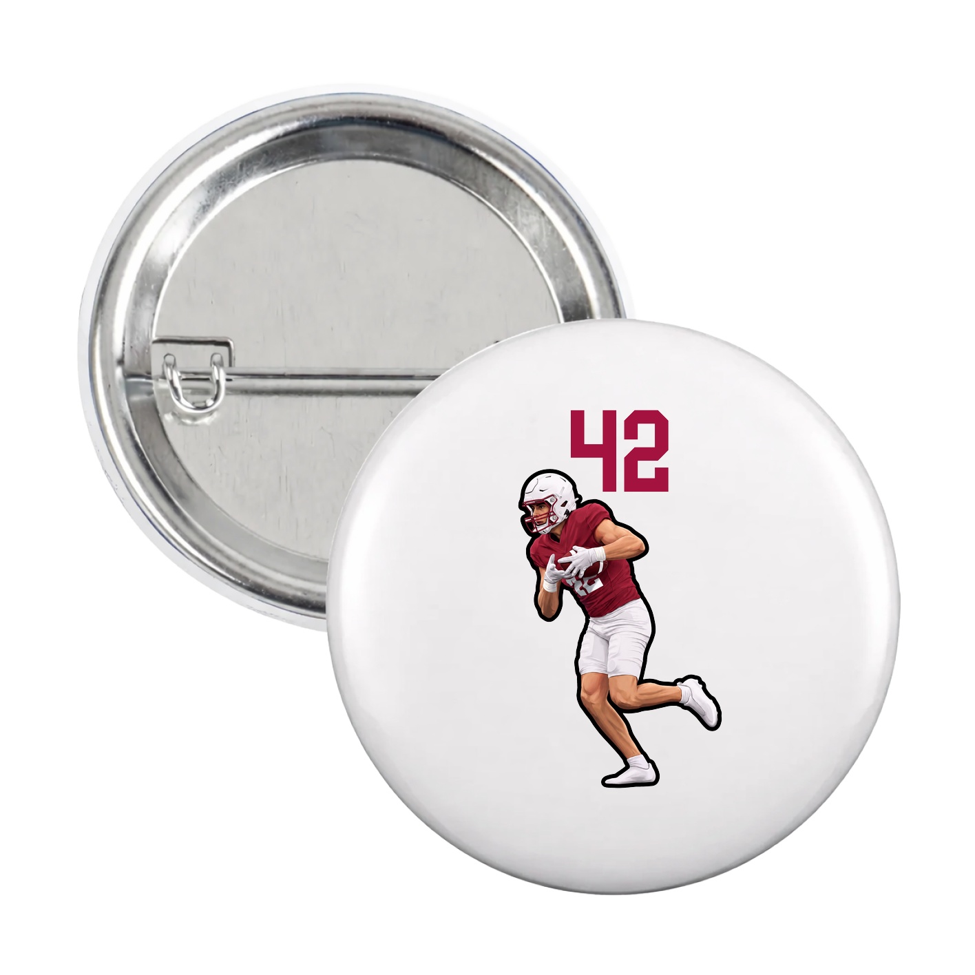 Game Day Button — Number Top in White