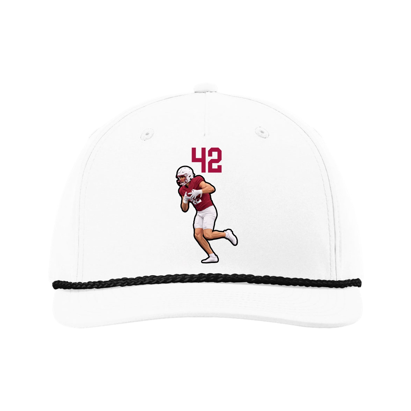 Five-Panel Classic Rope Cap — Number Top in White