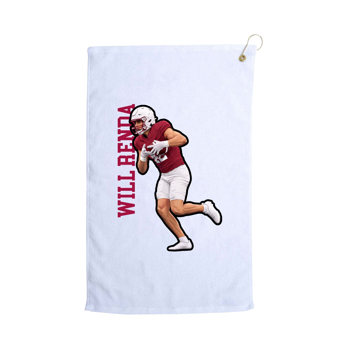 Golf Towel — Name Vertical in White