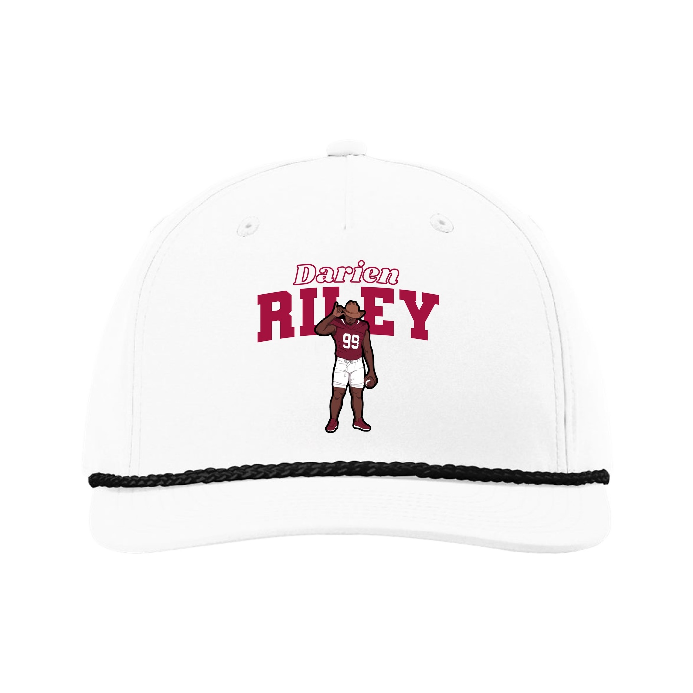 Five-Panel Classic Rope Cap — Name Arch in White