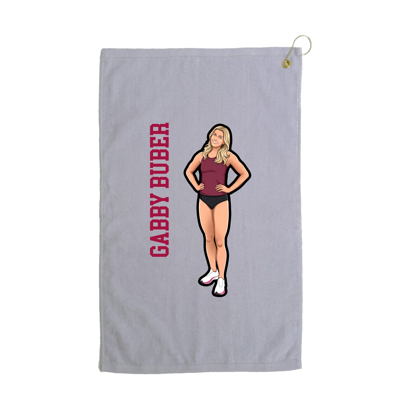 Golf Towel — Name Vertical in Grey