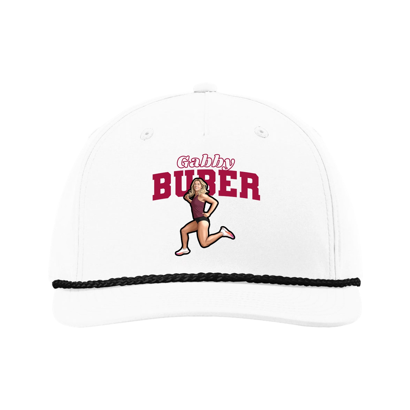 Five-Panel Classic Rope Cap — Name Arch in White