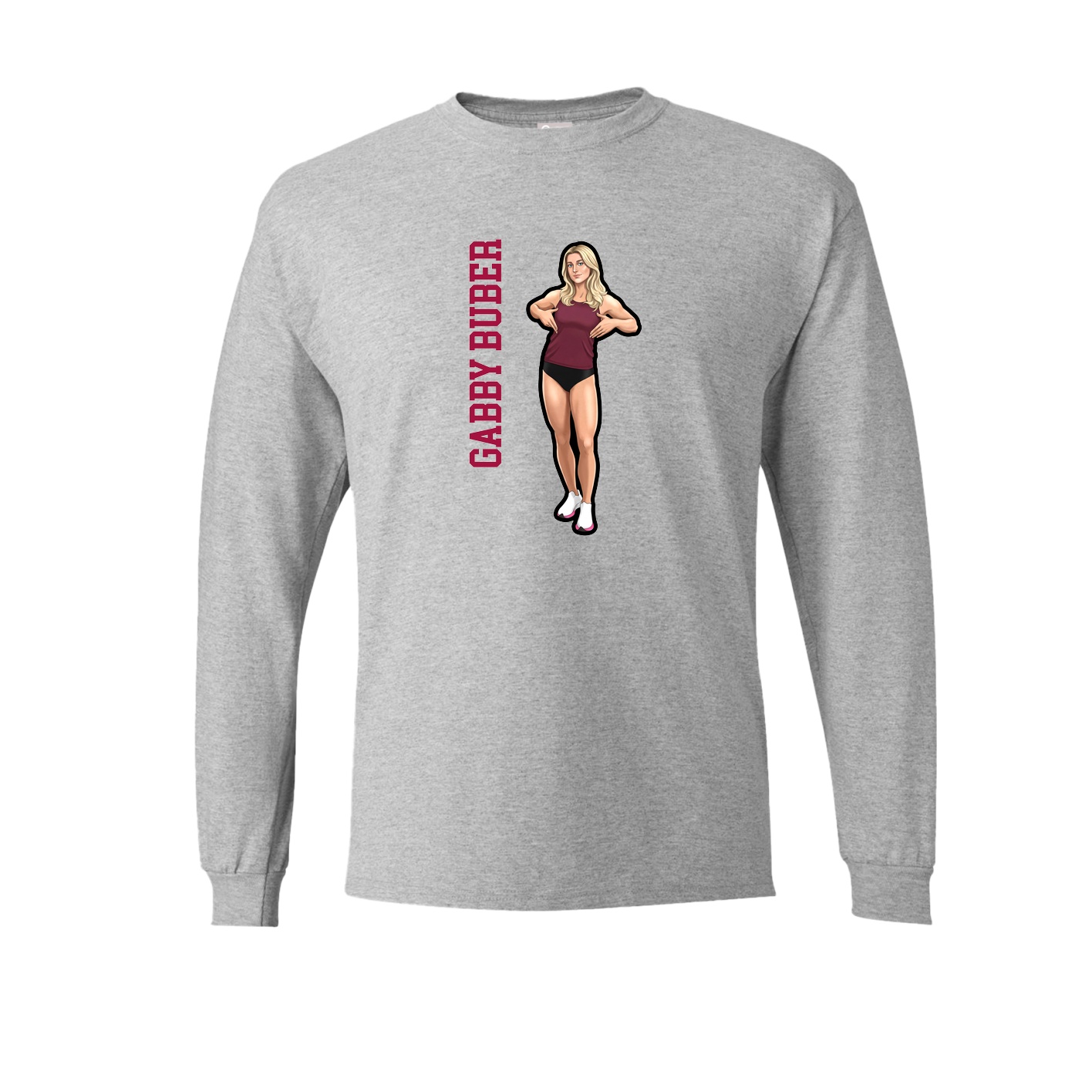 Long Sleeve Tee — Name Vertical in Grey