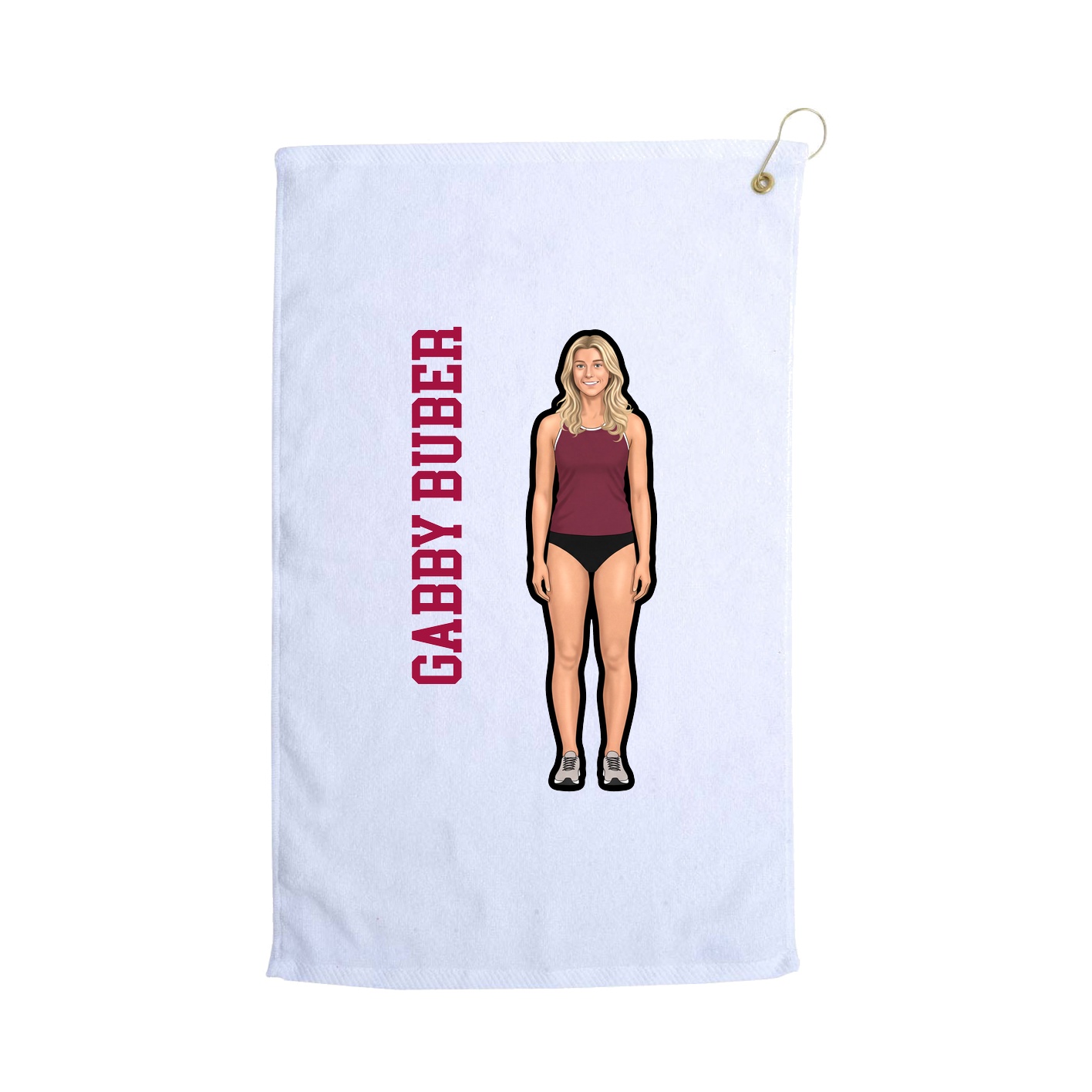 Golf Towel — Name Vertical in White