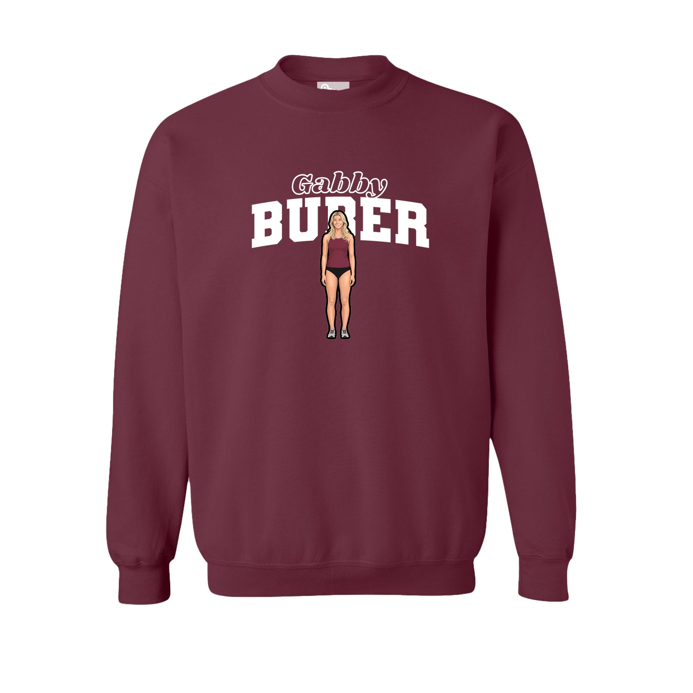 Fleece Crew — Name Arch in Maroon