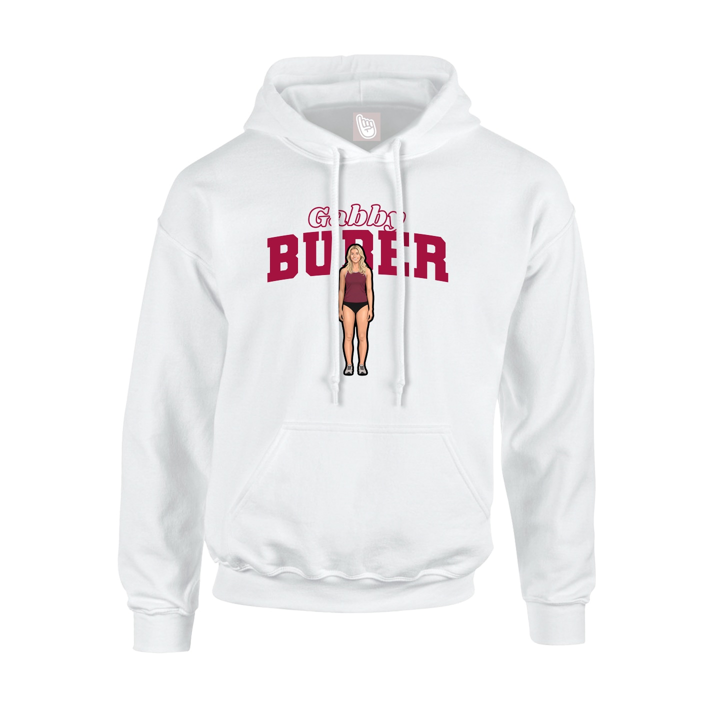Youth Hoodie — Name Arch in White