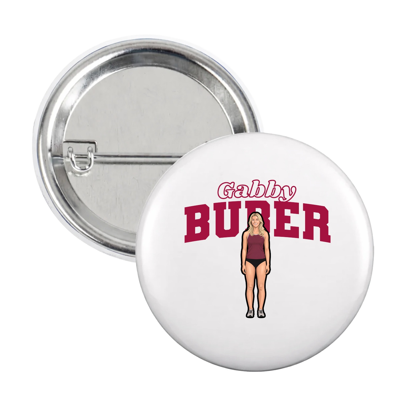 Game Day Button — Name Arch in White