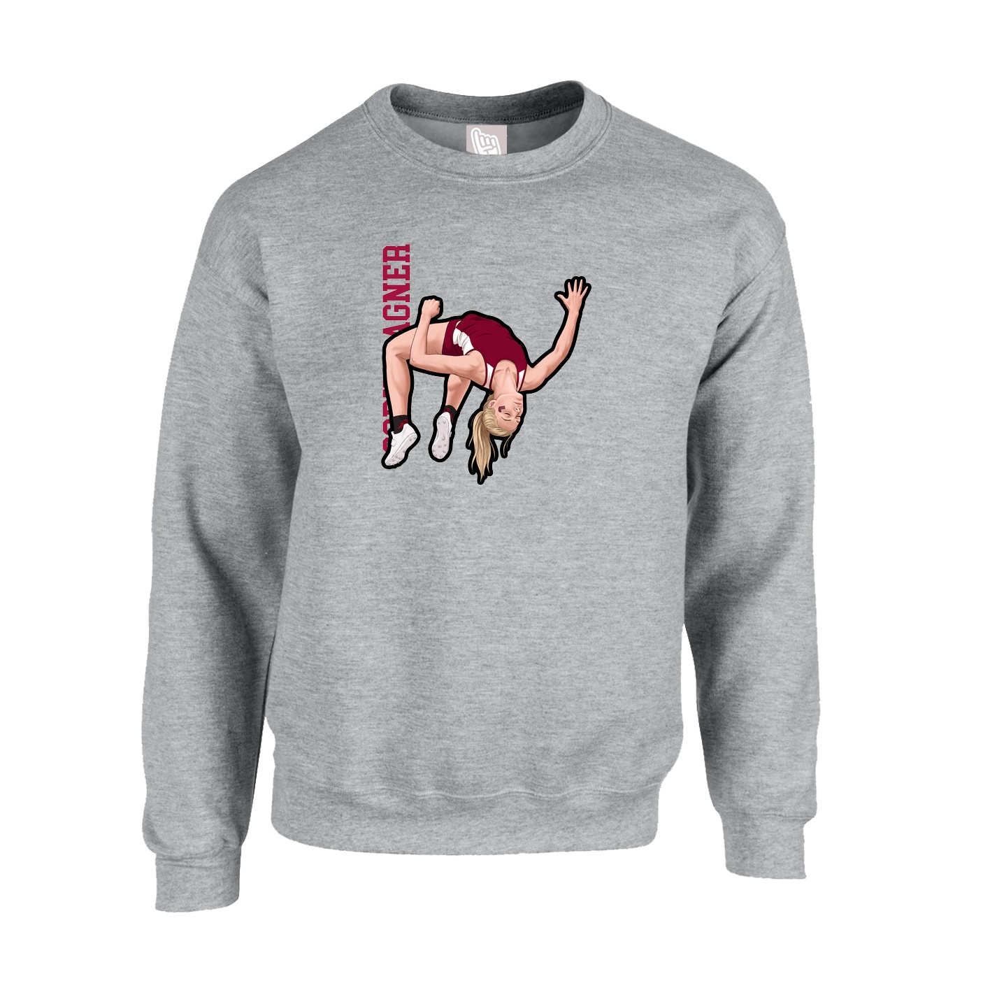 Fleece Crew — Name Vertical in Grey