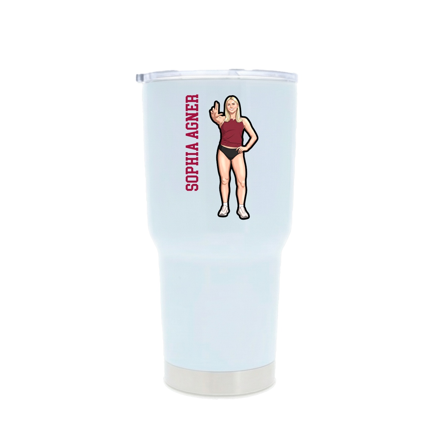30oz Stainless Steel Tumbler — Name Vertical in White