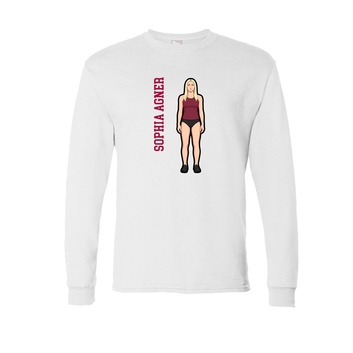 Long Sleeve Tee — Name Vertical in White