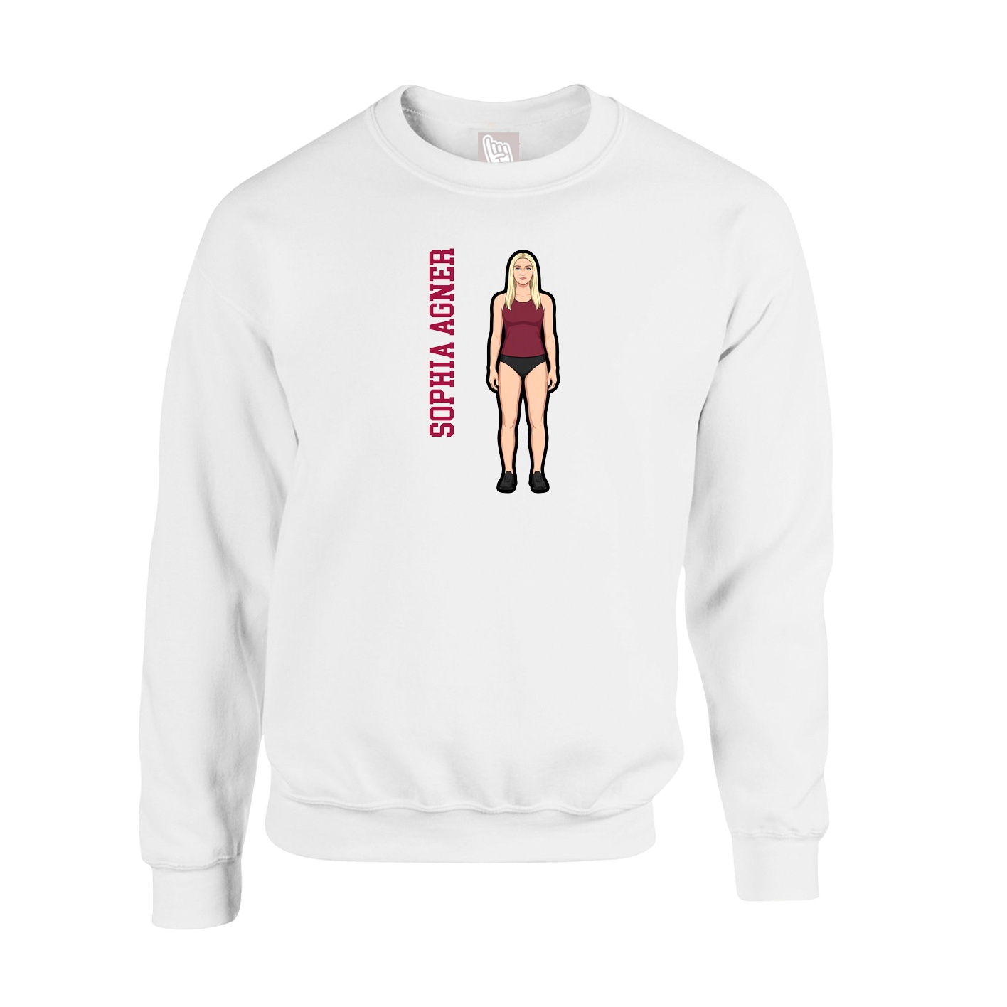 Fleece Crew — Name Vertical in White