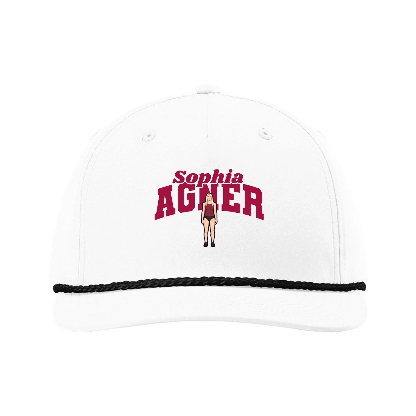 Five-Panel Classic Rope Cap — Signature Arch in White