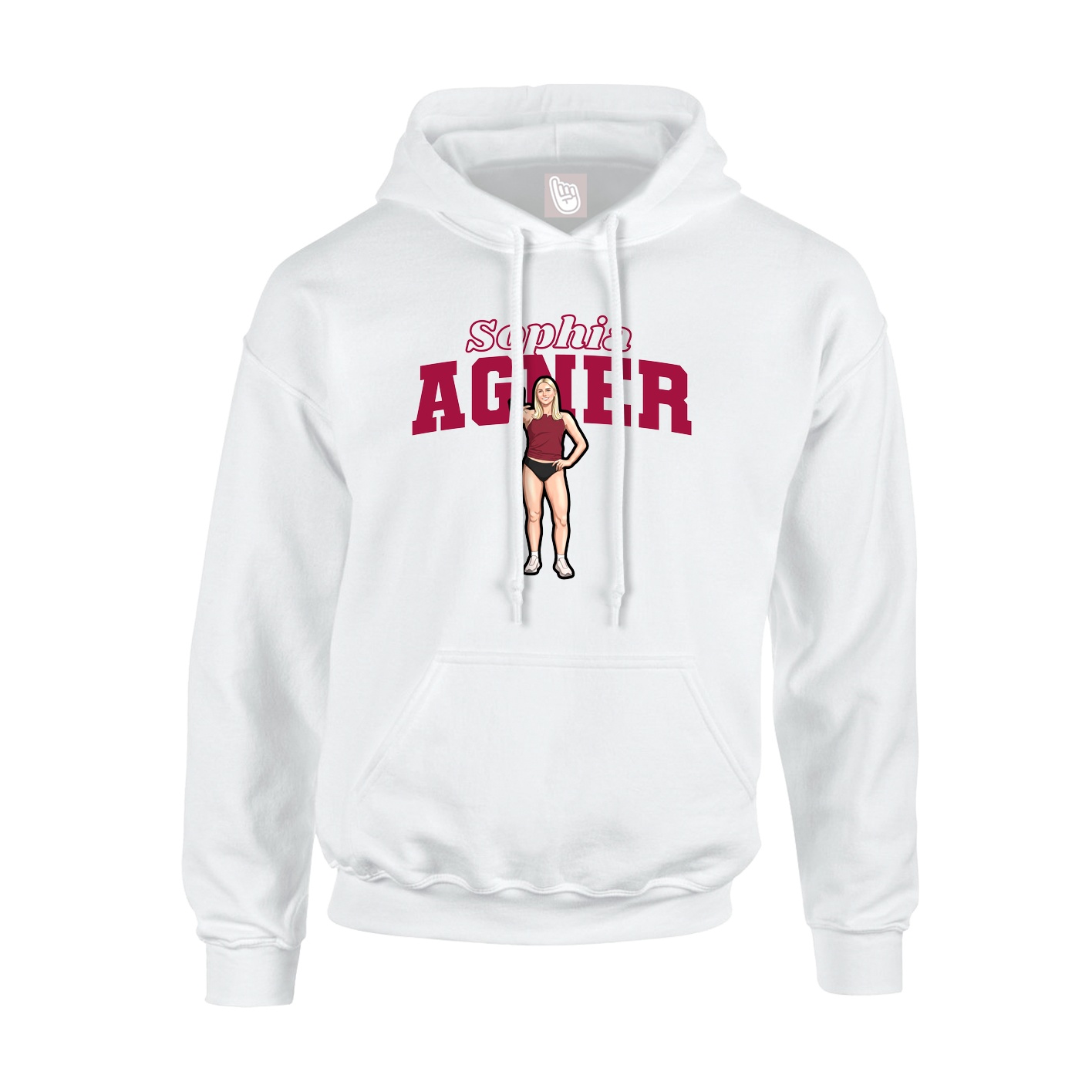 Youth Hoodie — Name Arch in White