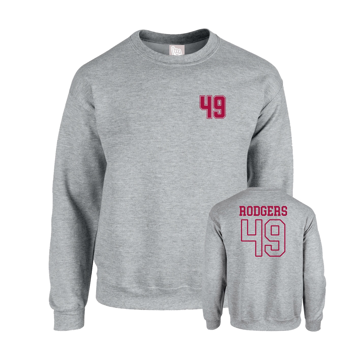 Fleece Crew — Chest Back in Grey