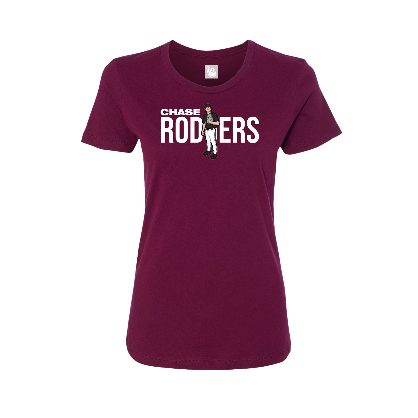 Fitted Women's Tee — Player Name in Maroon