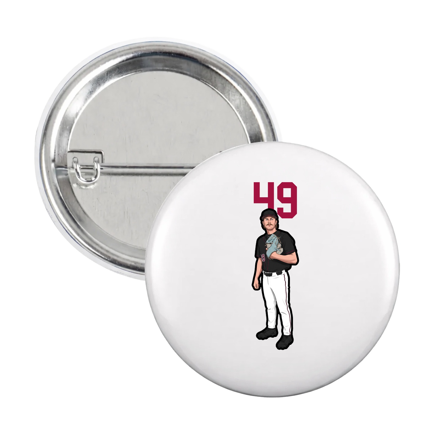 Game Day Button — Number Top in White